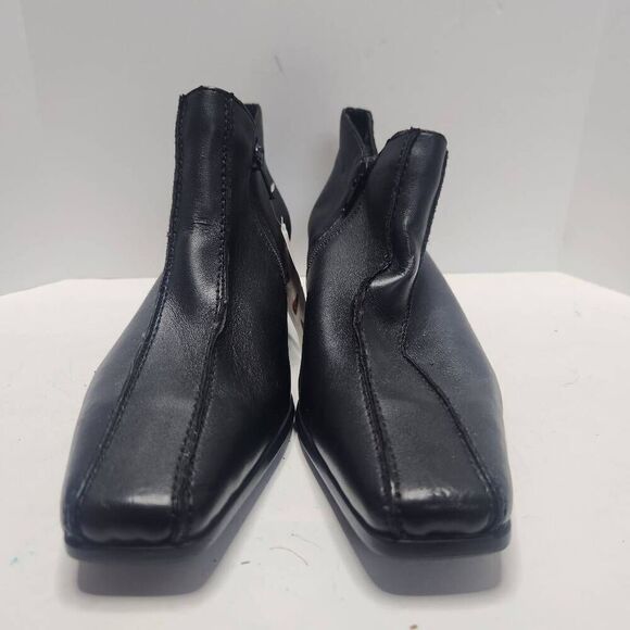 NWT Rieker Womens Black Leather Block Heel Square Toe Ankle Boots Size 37 - Picture 2 of 10